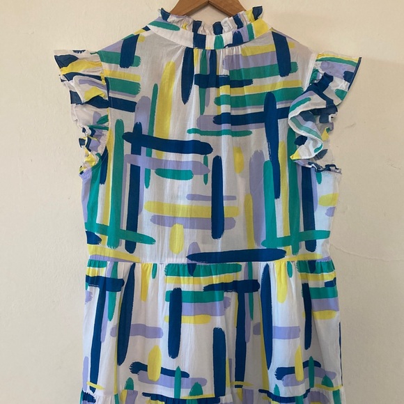 PINCH Stella Tiered Ruffle Midi Dress Multicolor Abstract Print Size L - Picture 9 of 16
